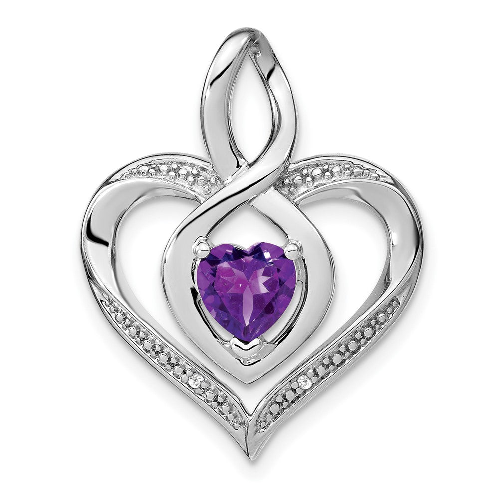 Sterling Silver Amethyst and Real Diamond Pendant