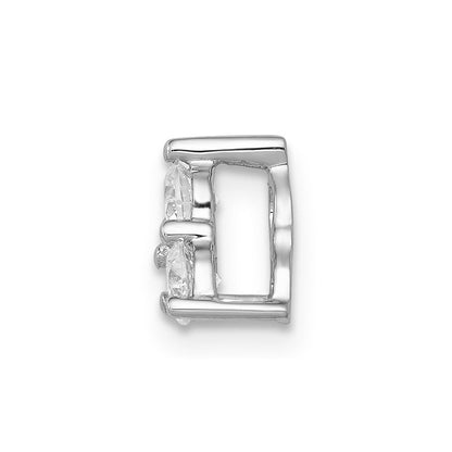 14k White Gold 3/8ct. Real Diamond Three Stone Triangle Chain Slide