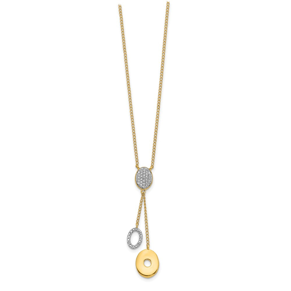 14K Yellow Gold Real Diamond Circles 18 inch Dangle Necklace