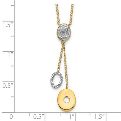 14K Yellow Gold Real Diamond Circles 18 inch Dangle Necklace