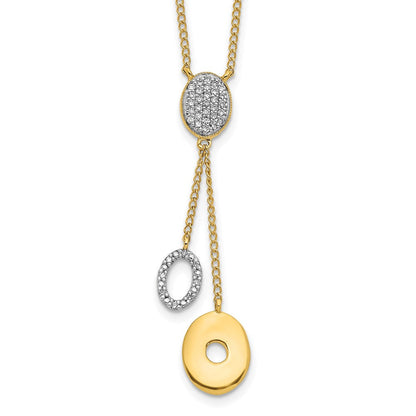 14K Yellow Gold Real Diamond Circles 18 inch Dangle Necklace
