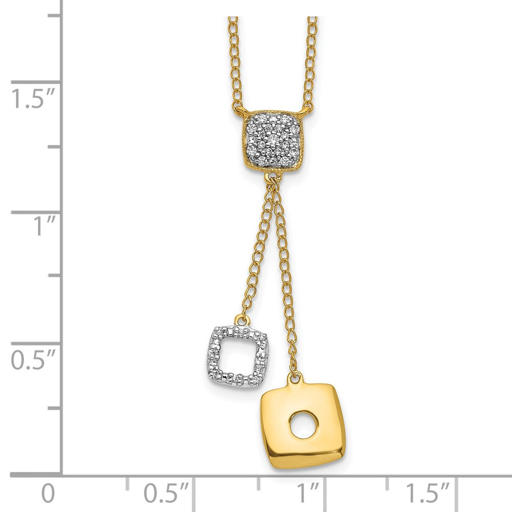 14K Yellow Gold Real Diamond Circles 18 inch Dangle Necklace