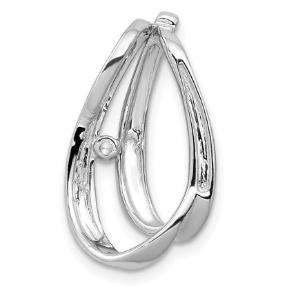 14k White Gold 1/20ct. Real Diamond Double Teardrop Slide