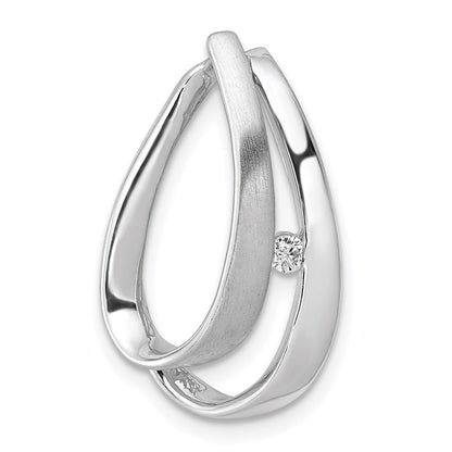 14k White Gold 1/20ct. Real Diamond Double Teardrop Slide