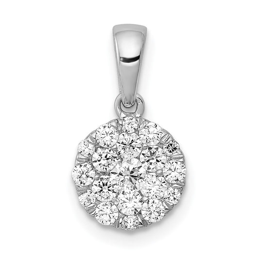 Solid 14k White Gold 1/2ct. Simulated CZ Circle Cluster Pendant