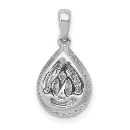 14k White Gold Real Diamond Teardrop Pendant