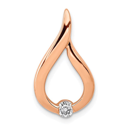 14k Rose Gold 1/10ct. Real Diamond Teardrop Chain Slide