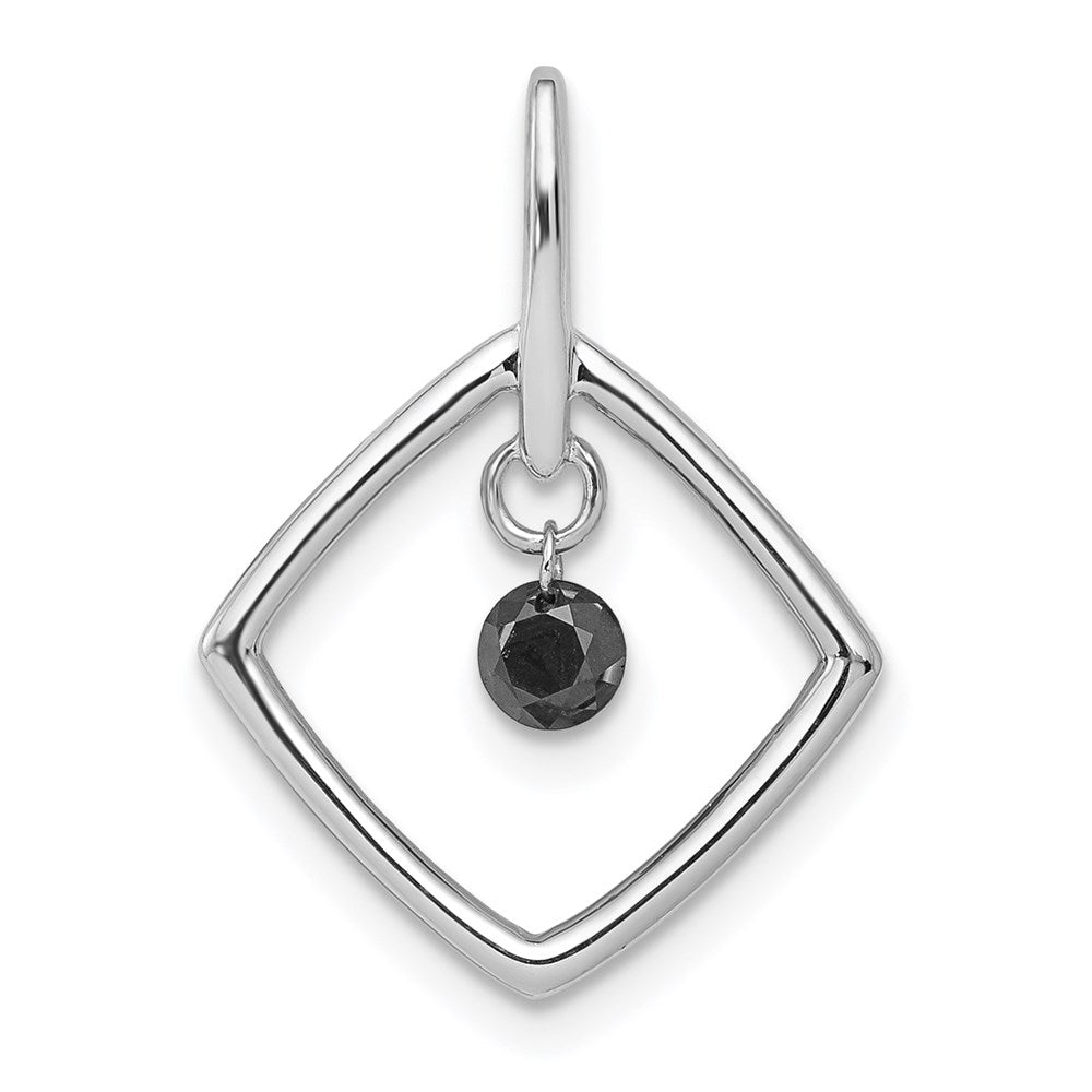 14k White Gold 1/6ct. Black Real Diamond Dangle Pendant