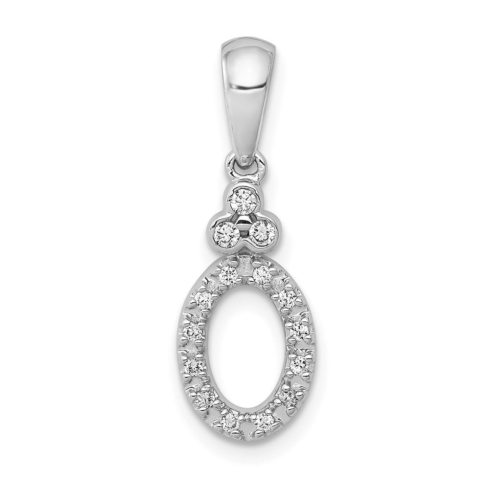 14k White Gold 1/8ct. Vintage Oval Real Diamond Pendant