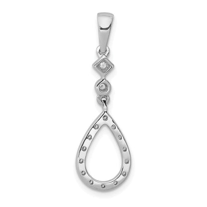 14k White Gold 1/8ct. Vintage Teardrop Real Diamond Pendant