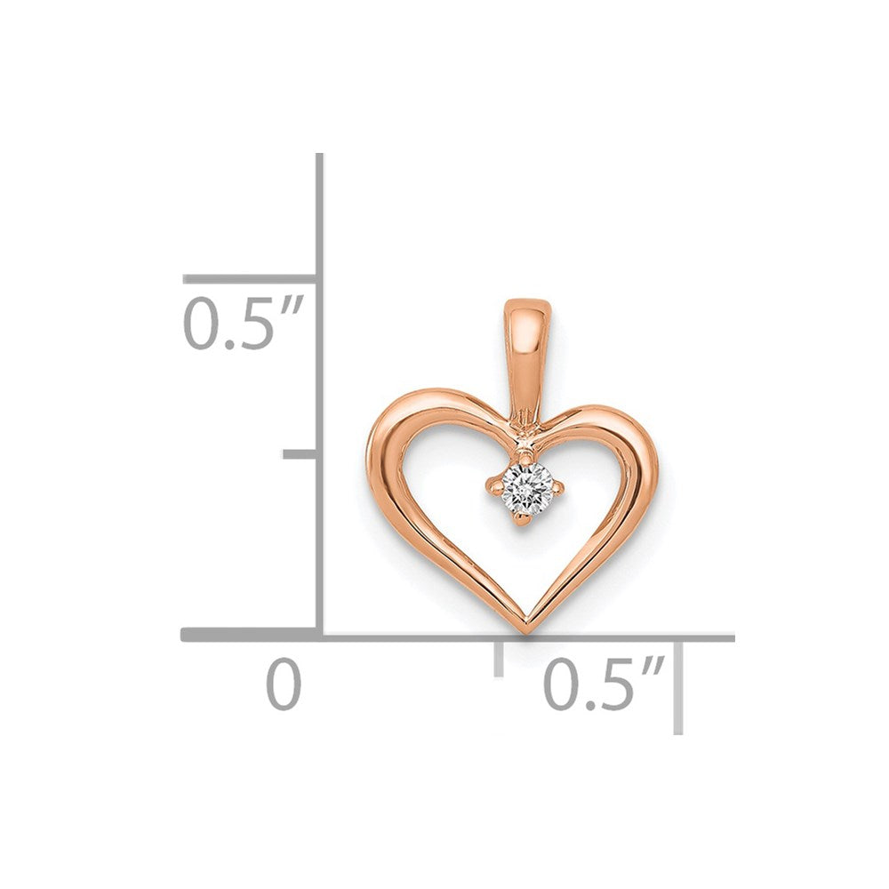 14k Rose Gold AA .02ct. Real Diamond Heart Pendant
