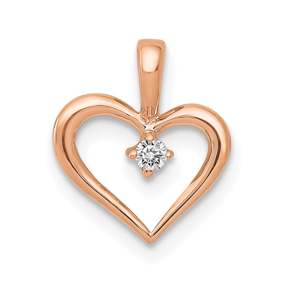 14k Rose Gold AA .02ct. Real Diamond Heart Pendant