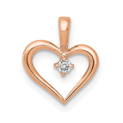 14k Rose Gold AA .02ct. Real Diamond Heart Pendant