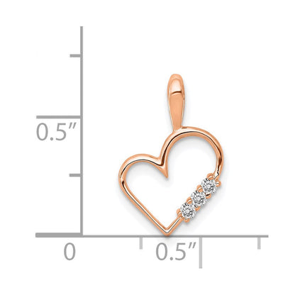 14k Rose Gold AA 1/20ct. Real Diamond Heart Pendant