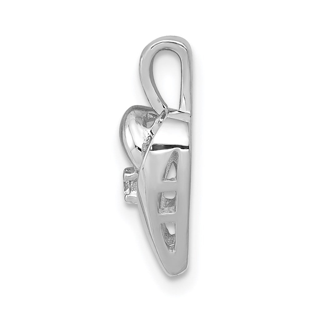 14k White Gold AA .02ct. Real Diamond Heart Pendant