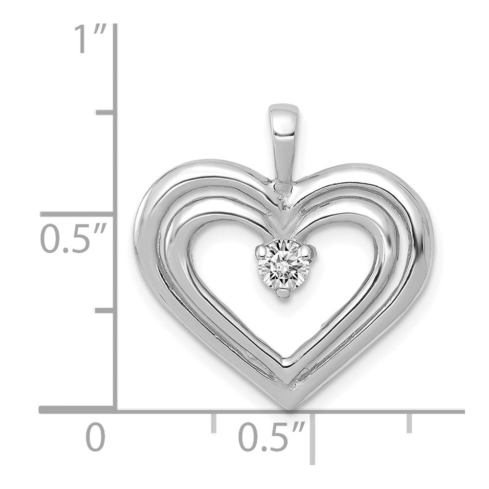 14k White Gold AA Real Diamond Double Heart Pendant