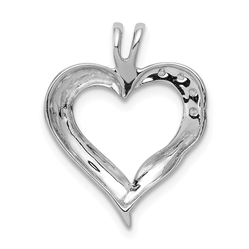 14k White Gold Real Diamond Fancy Heart Pendant