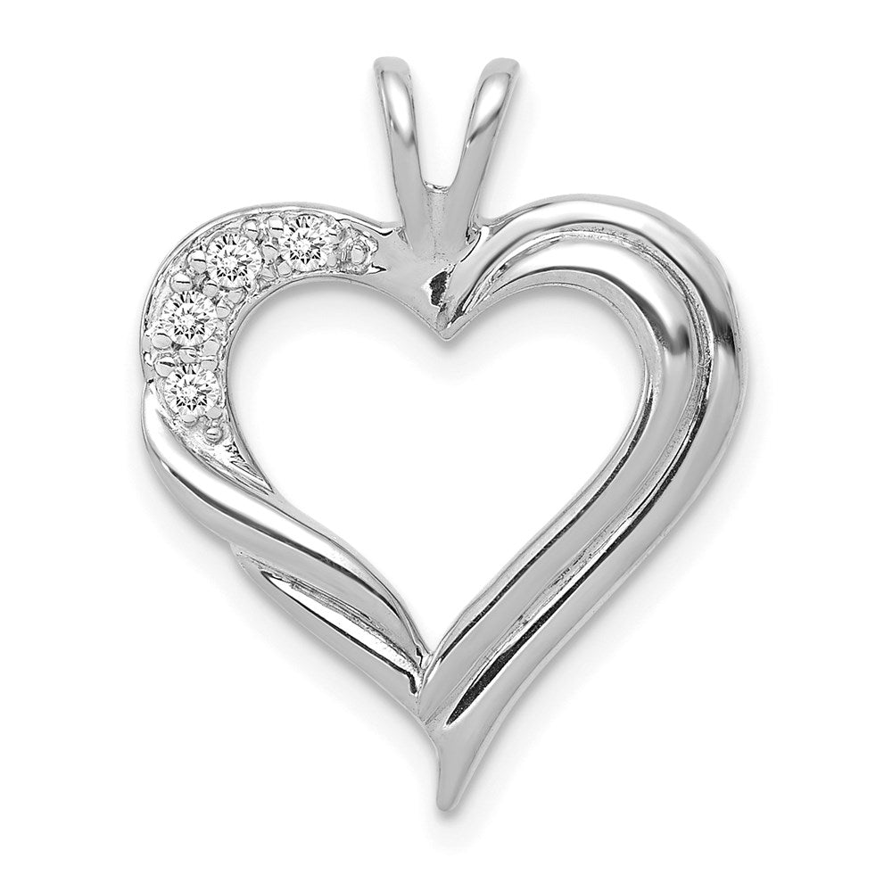 14k White Gold Real Diamond Fancy Heart Pendant