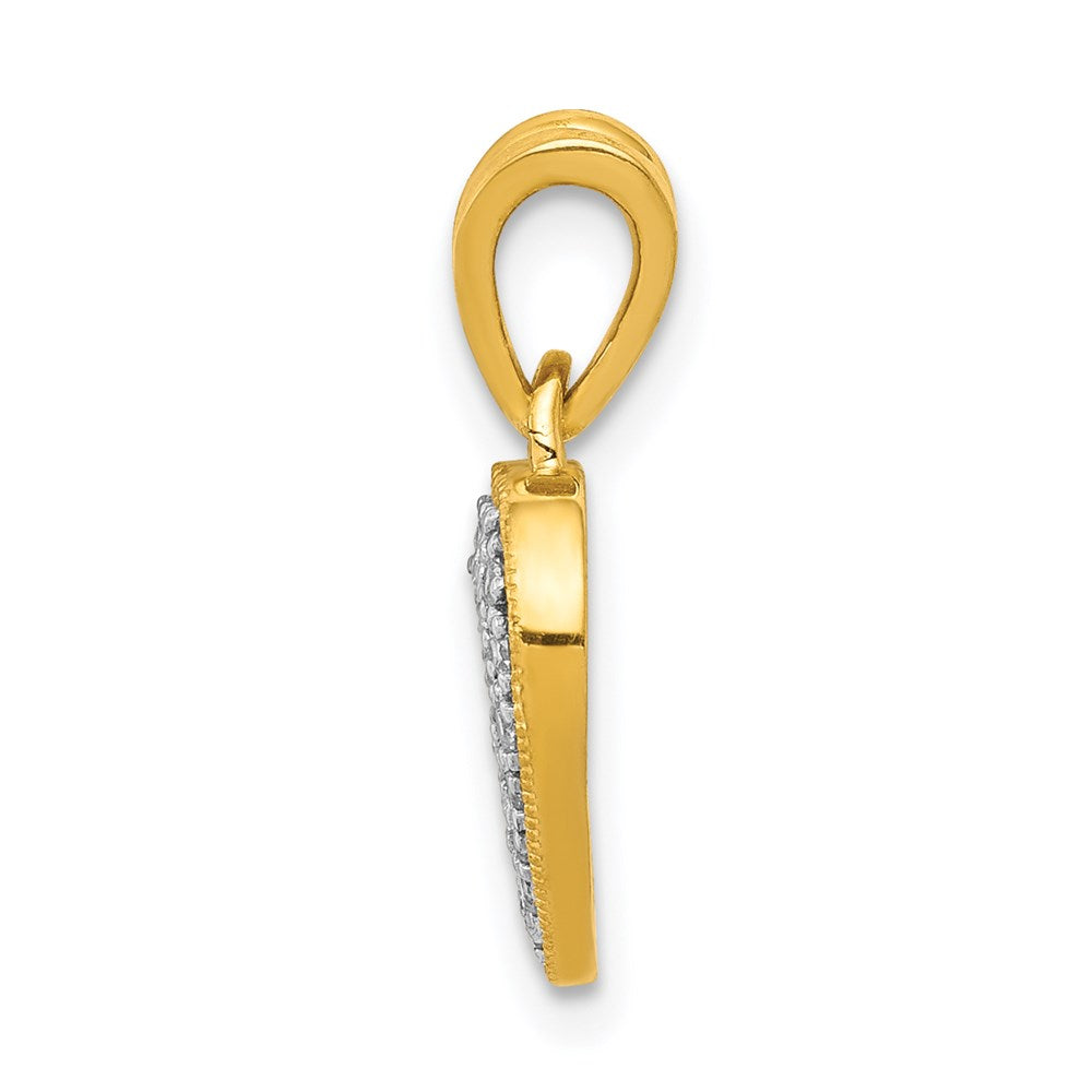 14K Yellow Gold Real Diamond Heart Pendant
