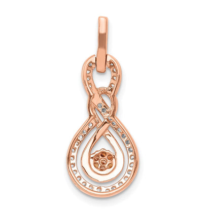 14k Rose Gold Champagne and White Real Diamond Double Infinity Chain Slide