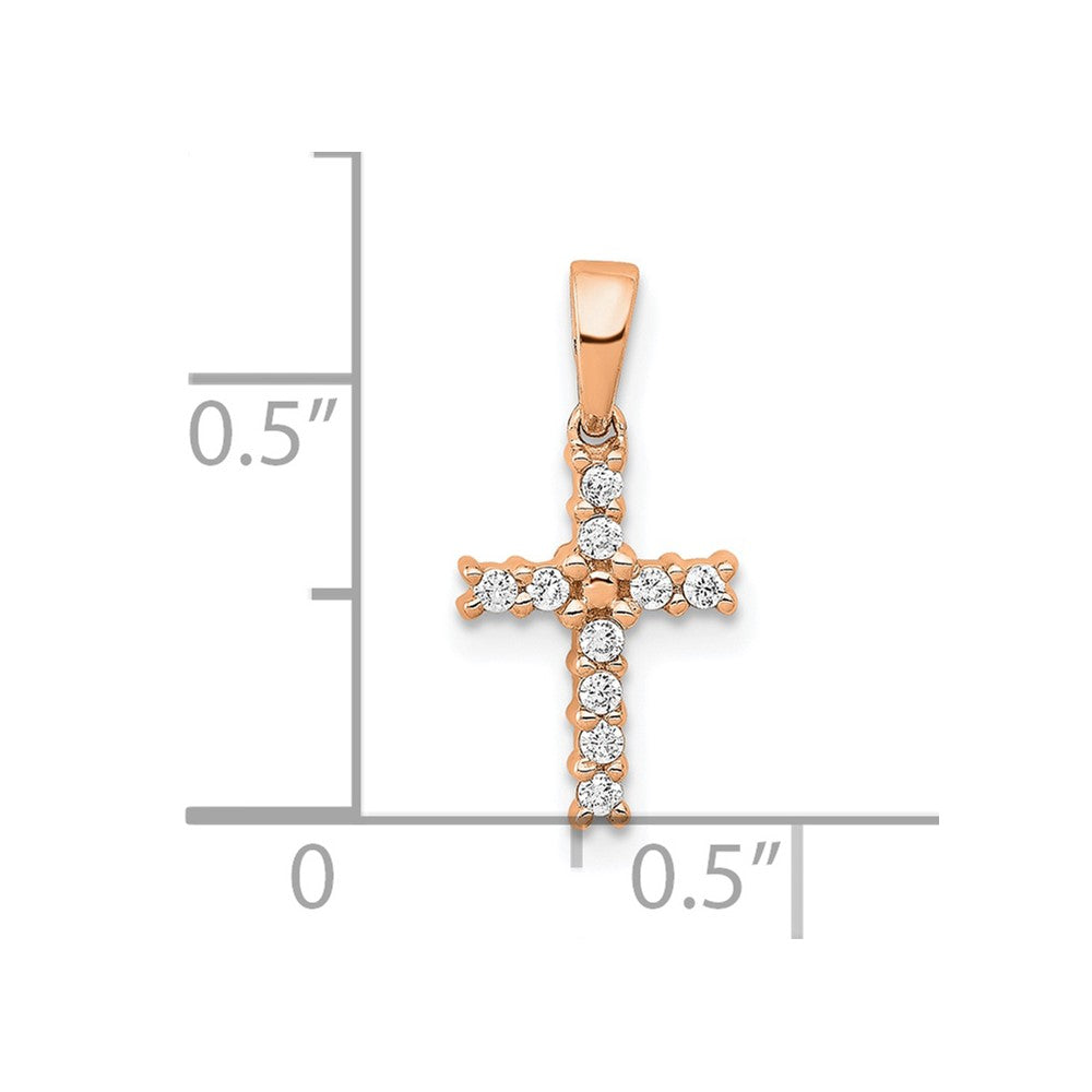 14k Rose Gold Real Diamond Latin Cross Pendant