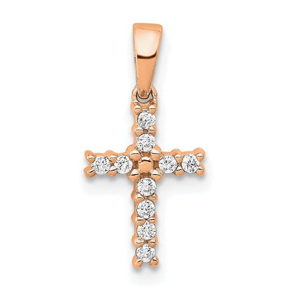 14k Rose Gold Real Diamond Latin Cross Pendant
