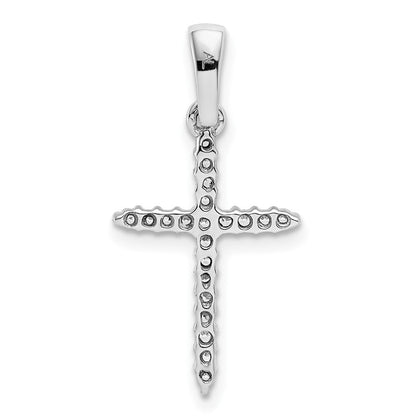 14k White Gold 1/6ct. Real Diamond Cross Pendant