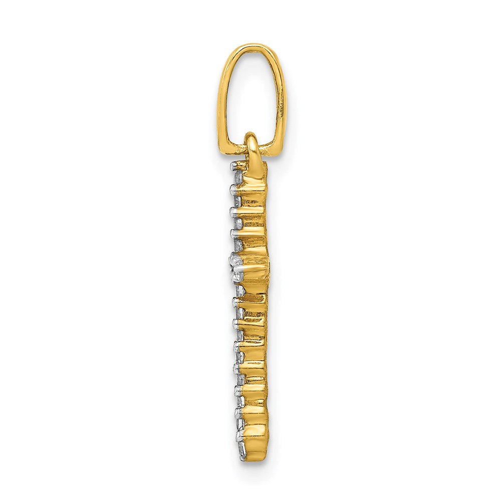 14K Yellow Gold 1/6ct. Real Diamond Cross Pendant