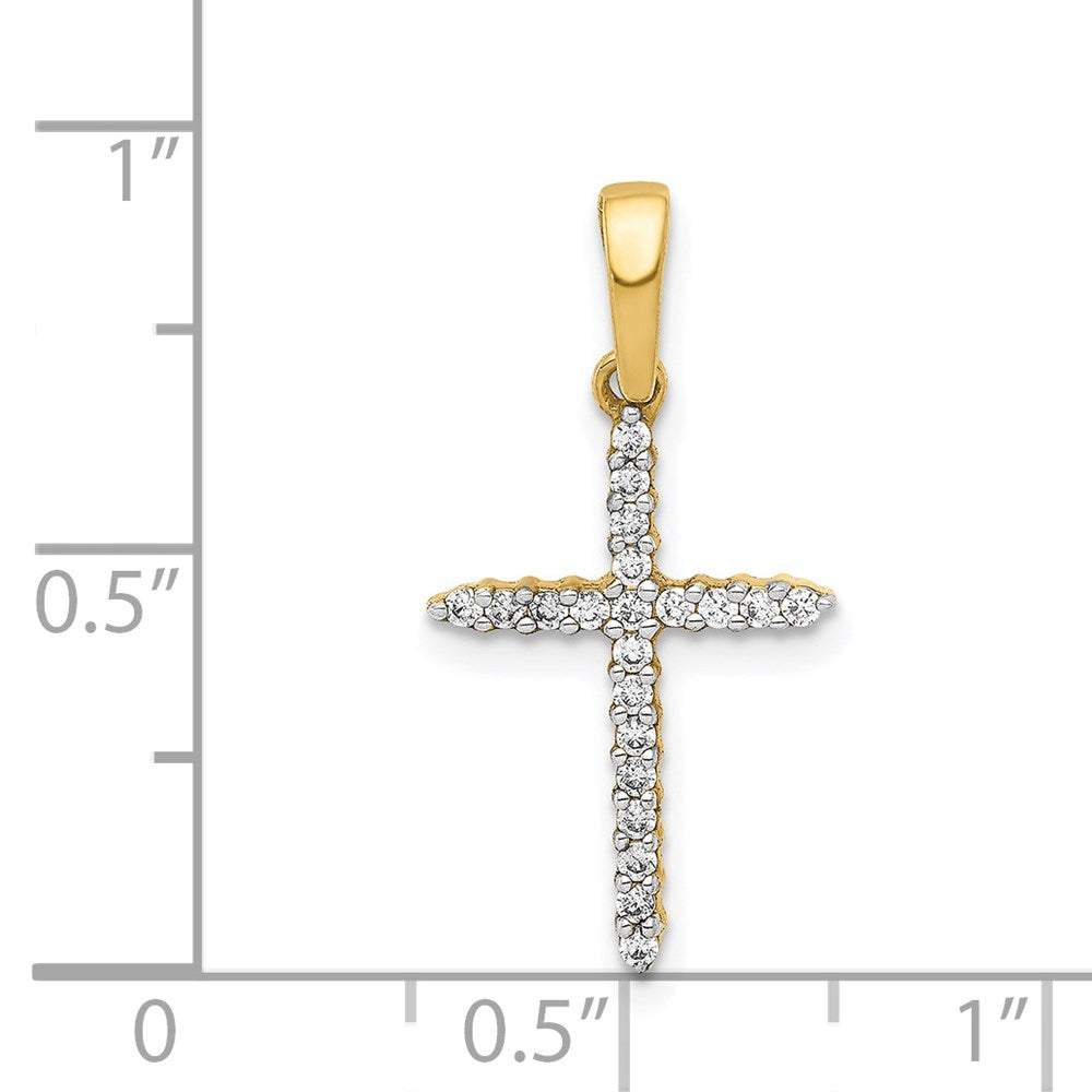 14K Yellow Gold 1/6ct. Real Diamond Cross Pendant