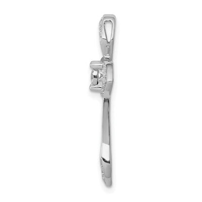 14k White Gold 1/8ct. Real Diamond Cross Chain Slide