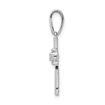 14k White Gold .02ct. Real Diamond Cross Pendant
