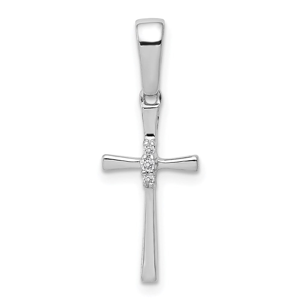 14k White Gold .02ct. Real Diamond Cross Pendant