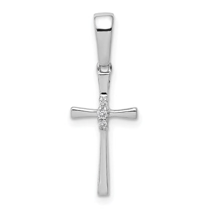 14k White Gold .02ct. Real Diamond Cross Pendant