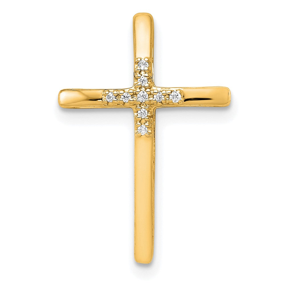 14K Yellow Gold .03ct. Real Diamond Cross Chain Slide