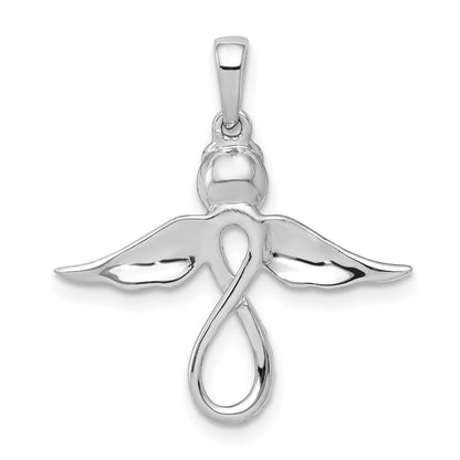 14k White Gold Real Diamond Infinity Angel Pendant