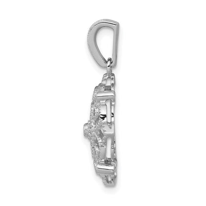 14k White Gold Fancy 1/15ct. Real Diamond Vintage Pendant