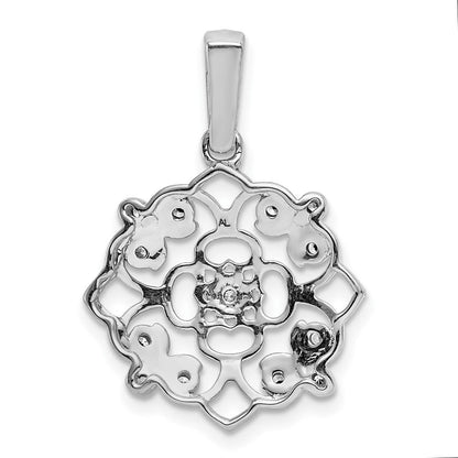 14k White Gold Fancy 1/15ct. Real Diamond Vintage Pendant