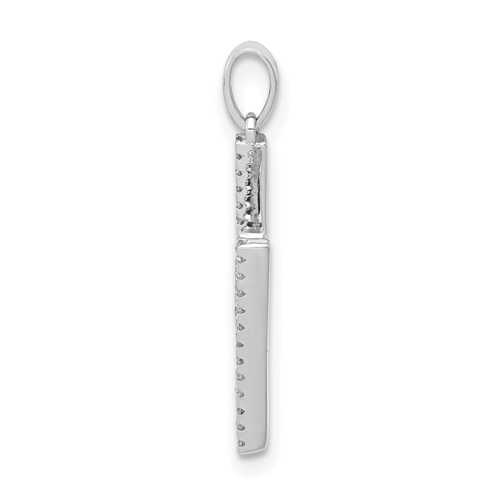 14K White Gold Real Diamond Letter H Initial Pendant