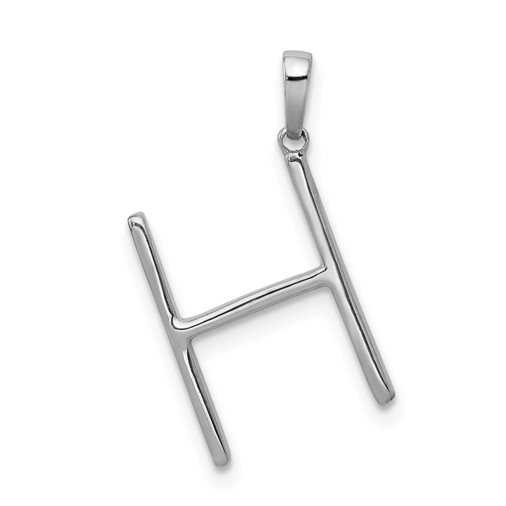 14K White Gold Real Diamond Letter H Initial Pendant