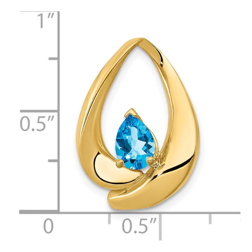 14K Yellow Gold 7x5mm Pear Blue Topaz Slide