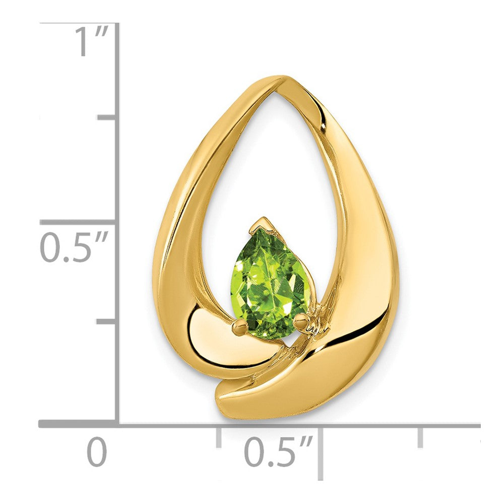 14K Yellow Gold 7x5mm Pear Peridot Slide