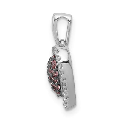 14k White Gold Real Diamond and Pink Sapphire Heart Pendant