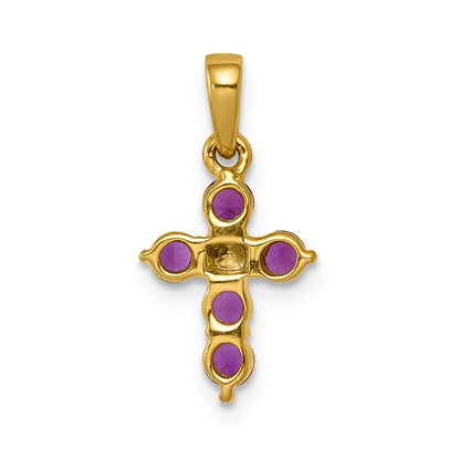 14K Yellow Gold .30 Ruby and Real Diamond Cross Pendant