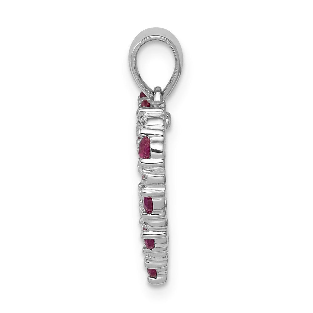 14k White Gold Real Diamond and .35 Ruby Heart Pendant
