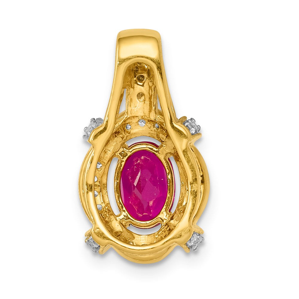 14K Yellow Gold 1/5ct. Real Diamond and 1.10 Ruby Pendant