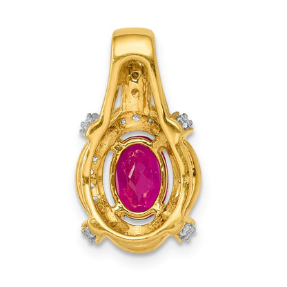 14K Yellow Gold 1/5ct. Real Diamond and 1.10 Ruby Pendant