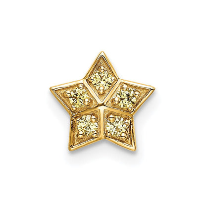 14k Yellow Gold Yellow Sapphire Star Chain Slide Pendant