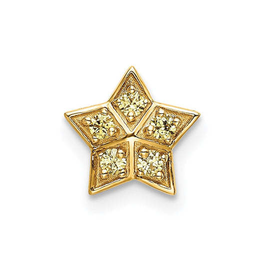 14k Yellow Gold Yellow Sapphire Star Chain Slide Pendant