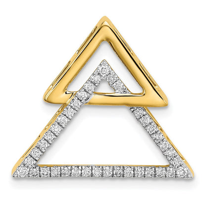 14K Yellow Gold Polished Double Triangle Real Diamond Chain Slide