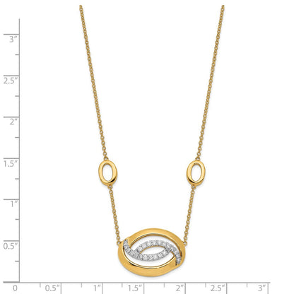 14K Yellow Gold Polished Real Diamond Oval 18in Necklace
